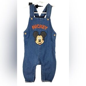 Disney Baby Mickey Mouse Embroidered Denim Overalls Size 24 M